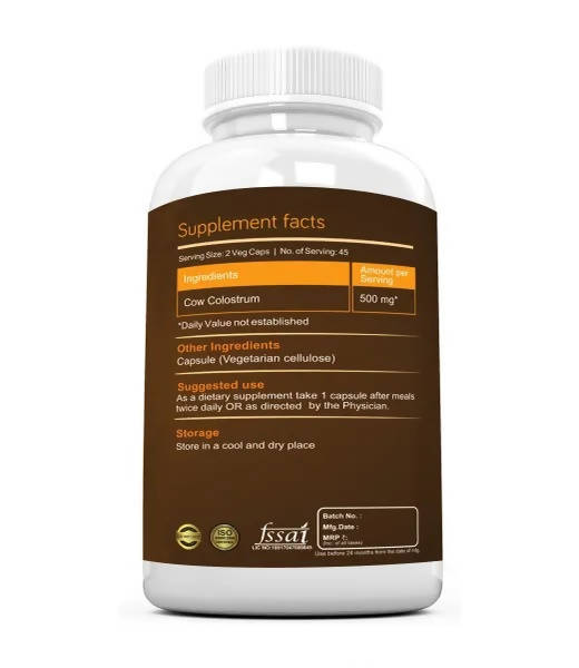 Ramini Bio Nutrition Colostrum 500mg Veg Capsules | Grocsy