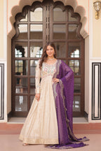 Joban Fashion Purple Jacquard Sequence Embroidery Work Kurta Set | Grocsy