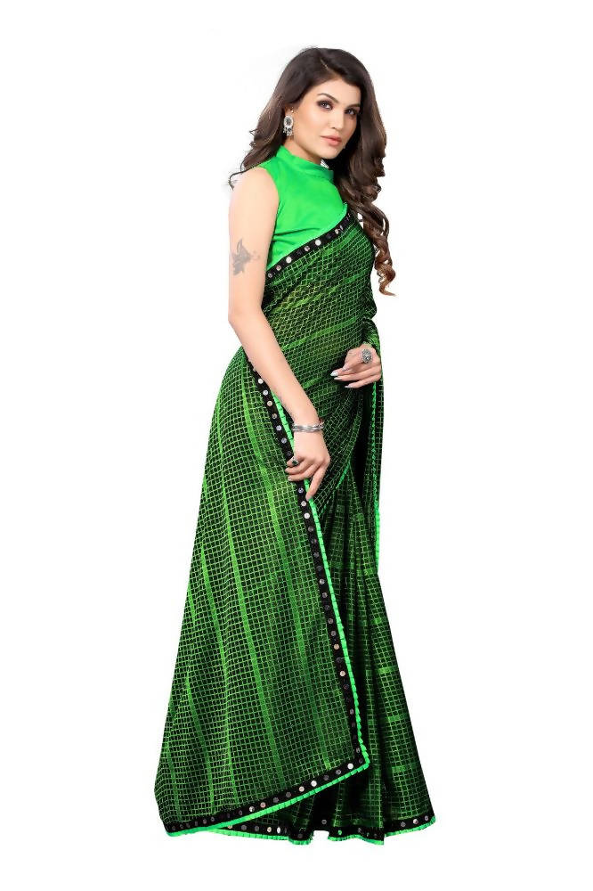 Vamika Green Lycra Knitted Saree | Grocsy