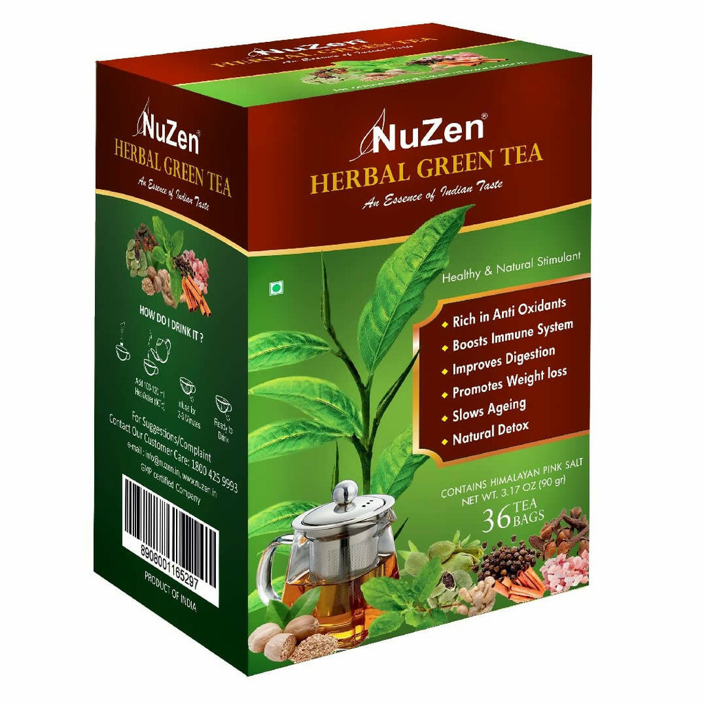 NuZen Herbal Green Tea Bags | Grocsy