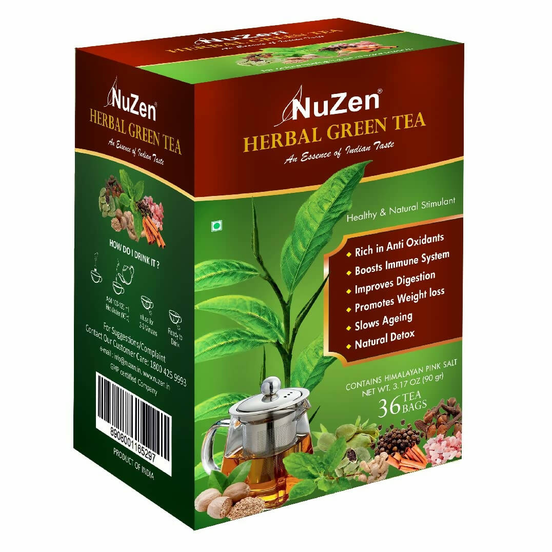 NuZen Herbal Green Tea Bags | Grocsy