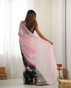 Georgette Pedding Color, Embroidery Work Party Wear Pink Saree - Erisha | Grocsy