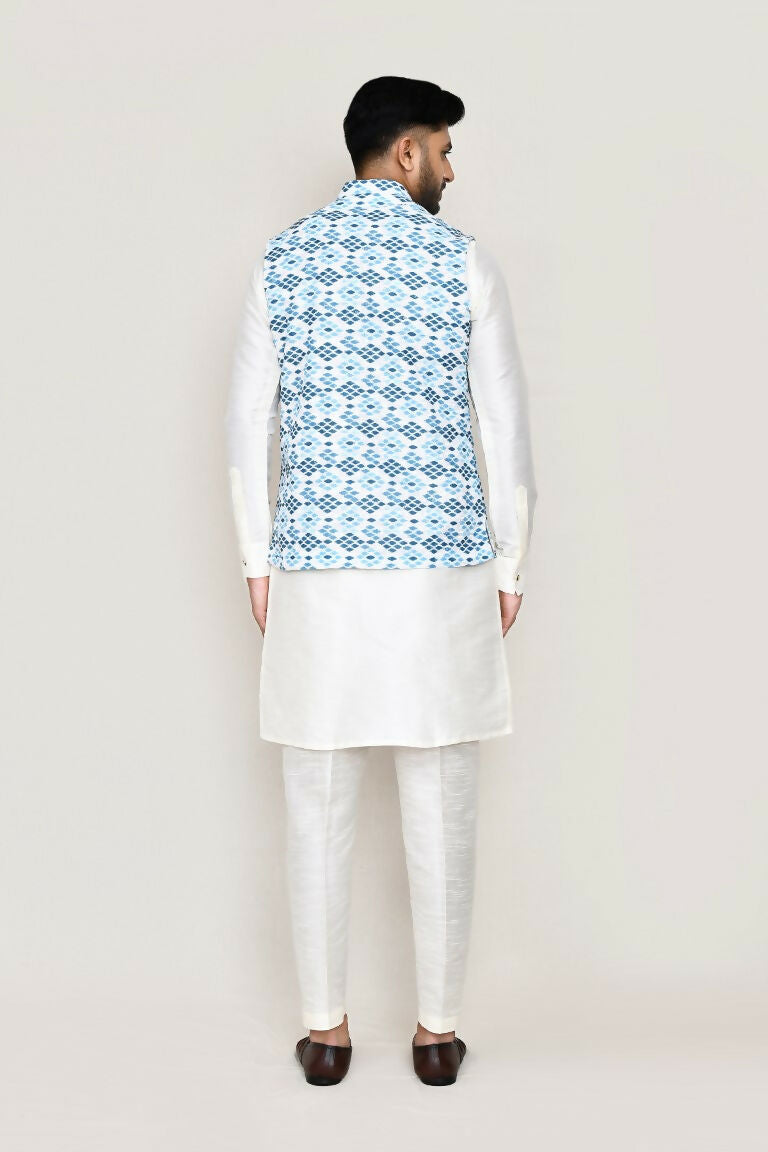 Joban Fashion White Colored Cotton Based Printed Work Men's Jacket | Grocsy
