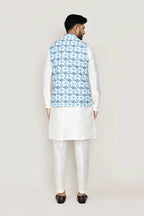 Joban Fashion White Colored Cotton Based Printed Work Men's Jacket | Grocsy
