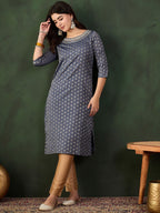 Sangria Embroidered Straight Kurta | Grocsy