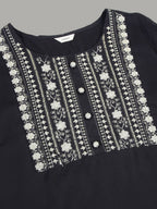 Sztori Floral Embroidered Yoke Design Sequined Straight Kurta | Grocsy