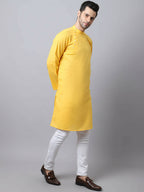 Even Apparels Yellow Pure Cotton Men's Kurta With Side Placket | Grocsy