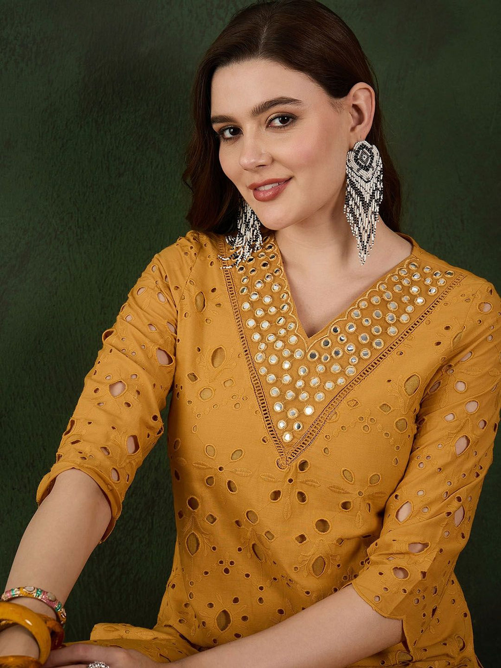 Sangria Embroidered Pure Cotton Kurta & Trousers | Grocsy