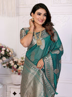 Aastha Fashion Light Green Soft Organza Silk Weaving Saree | Grocsy