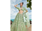 House of Panchhi Lime green Net Multi Sequins with heavy Zarkan embroidery Lehenga choli & Dupatta | Grocsy