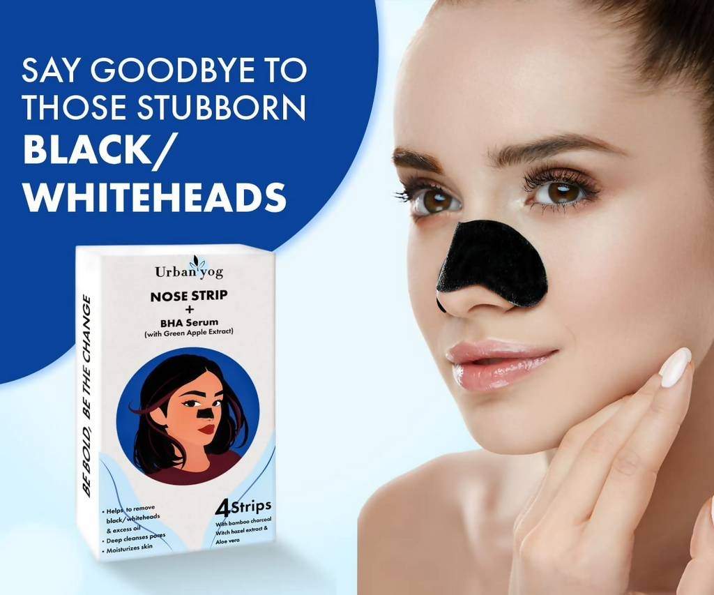 Urban Yog Nose Strip for Blackheads & Whiteheads Removal (4 Strips) + BHA Serum | Grocsy