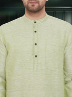 Even Apparels Men's Pure Cotton Green Kurta | Grocsy