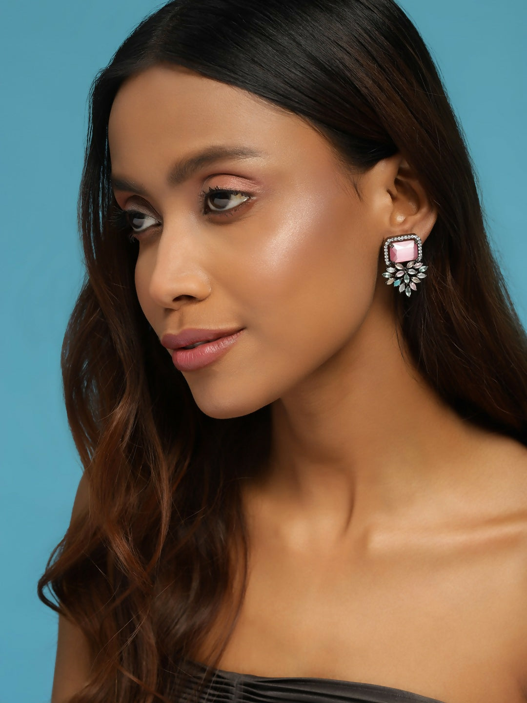Blush Pink Stone Earrings- Ruby Raang | Grocsy