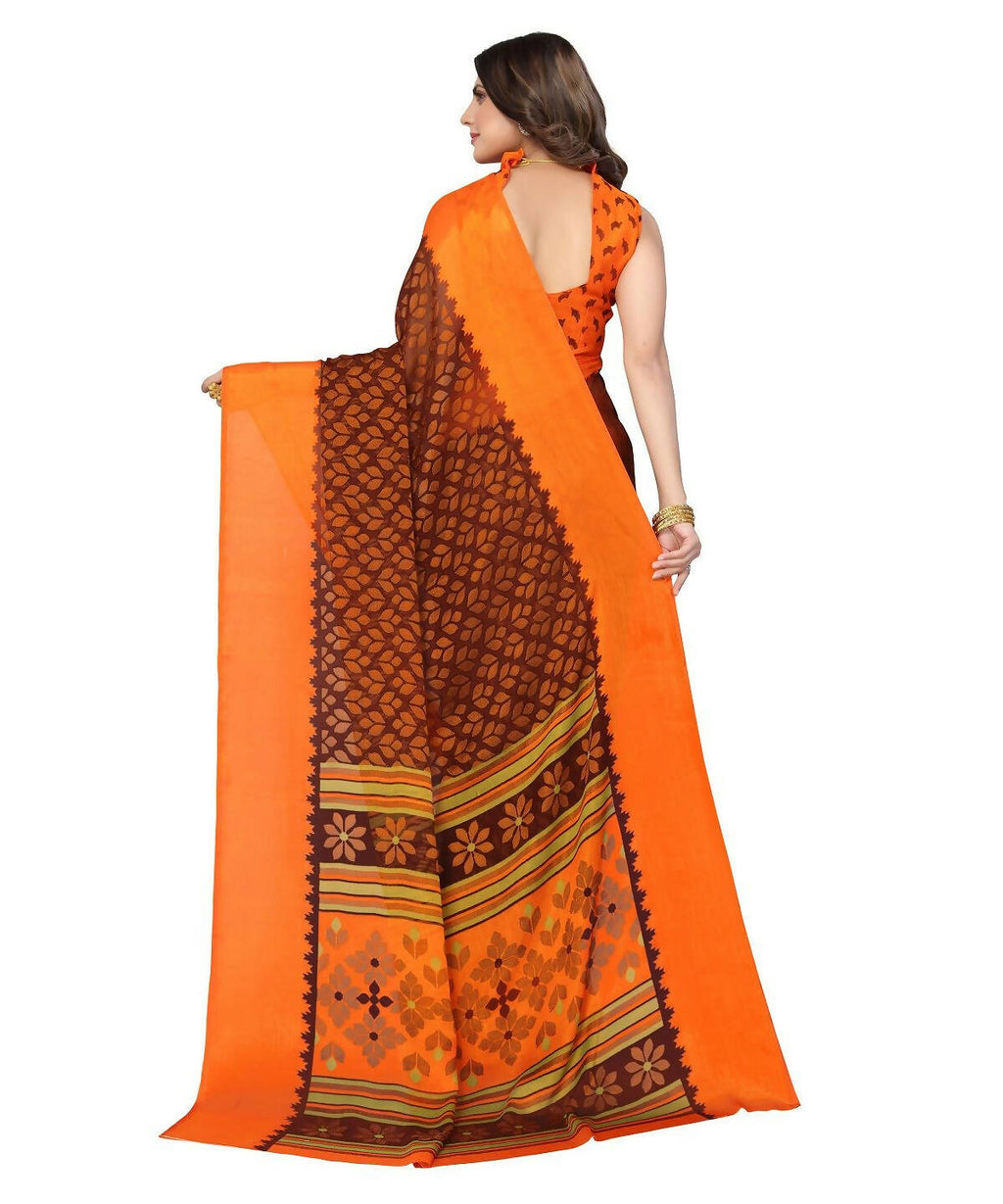 Vamika Maroon Chiffon Brasso Bollywood Style Woven Saree (ALIZA MAROON) | Grocsy