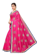 Vamika Chanderi Cotton Foil Print Pink Saree (GOLDEN BIRD Pink) | Grocsy