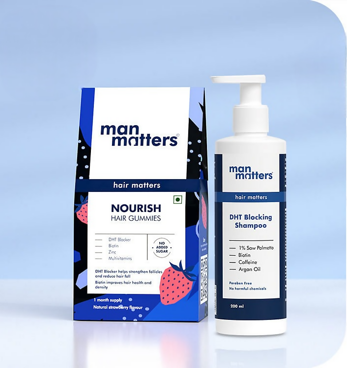 Man Matters Stage 1 Hairloss Kit for Scalp Health - Biotin Hair Gummies & DHT blocking Shampoo | Grocsy