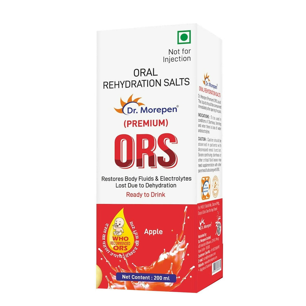 Dr. Morepen Premium ORS Drink With Electrolytes for Instant Hydration Apple Flavour | Grocsy