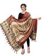 Vamika Latest Multi Colour Red Printed Khadi Bhagalpuri Dupatta | Grocsy
