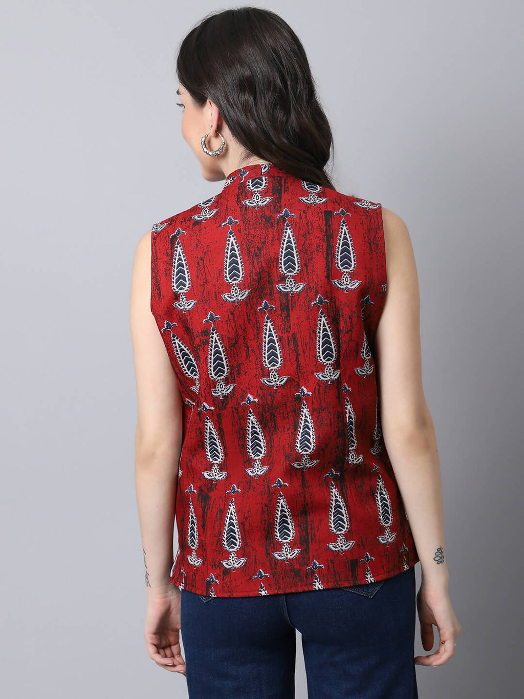 Even Apparels Maroon 100% Viscose Rayon Open Front Gillet | Grocsy