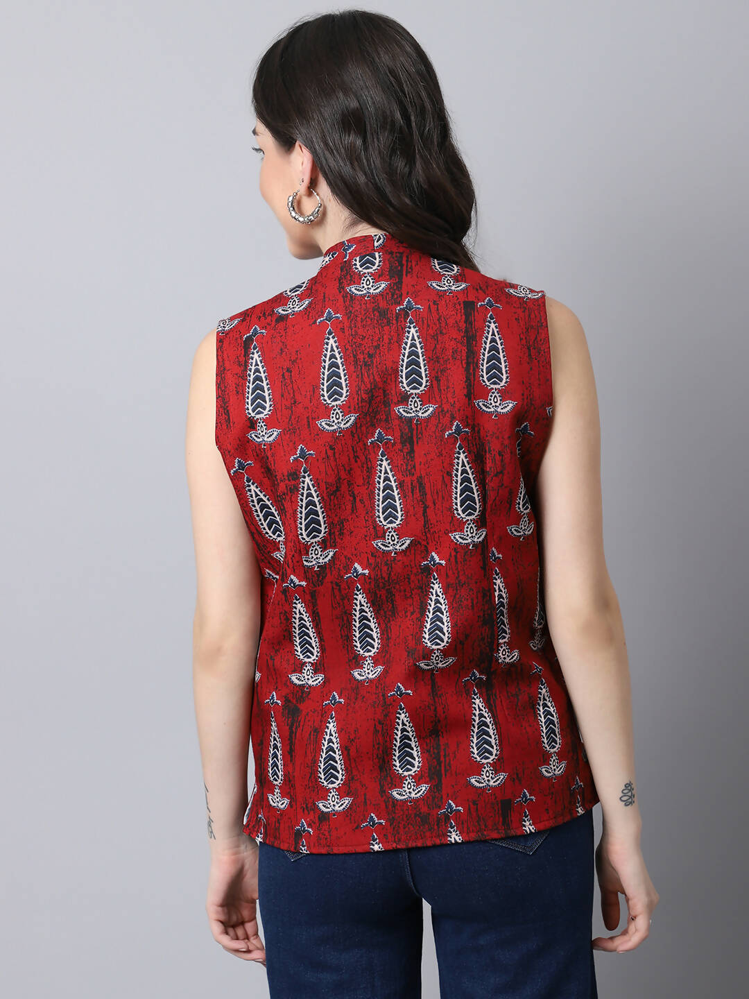 Even Apparels Maroon 100% Viscose Rayon Open Front Gillet | Grocsy