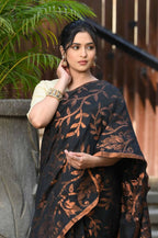 Beatitude Black Cotton Floral Jamdani Saree | Grocsy
