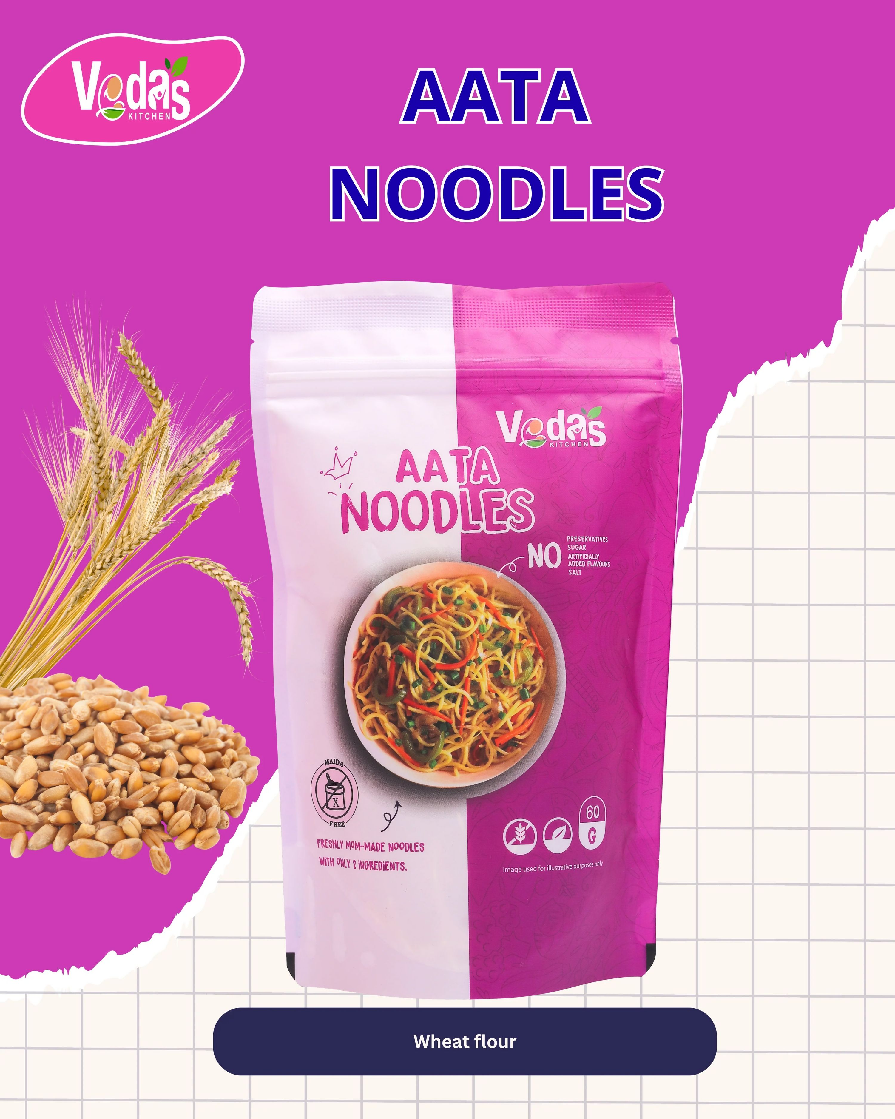Vedas Kitchen Aata Noodles | Grocsy