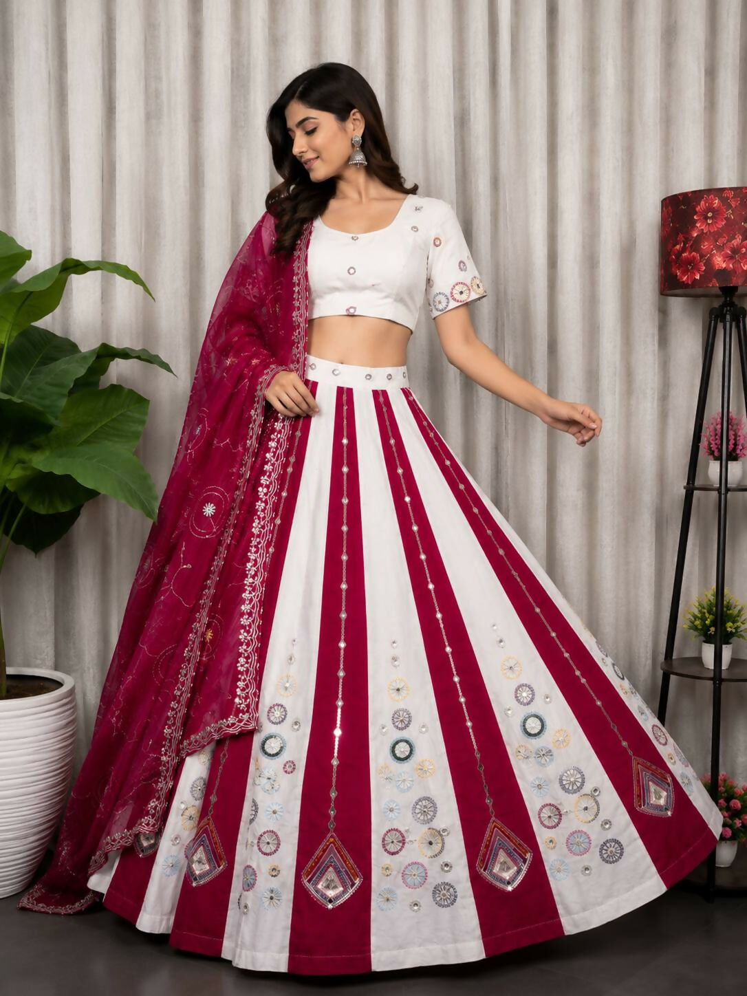Lehenga Mart White Designer Navratri Lehenga Choli for Women | Grocsy