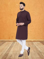 Even Apparels Men's Pure Cotton Maroon Kurta | Grocsy