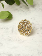 Oversized Kundan Ring- Ruby Raang | Grocsy