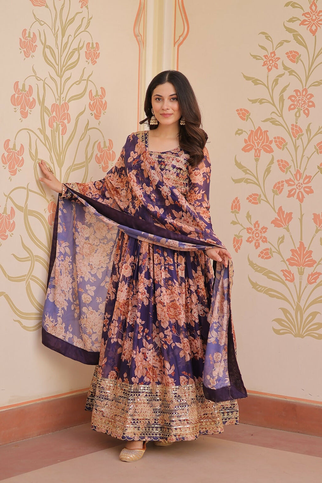 Joban Fashion Purple Silk Sequence Embroidery Work Kurta Set | Grocsy