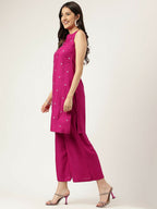 Joban Fashion Pink Rayon and Embroidered Work Straight Kurta Bottom Set | Grocsy