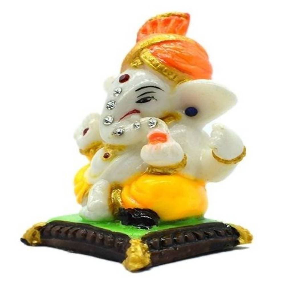 Puja N Pujari Ganesha Golden Color Showpiece Idol For Car Dashboard | Grocsy