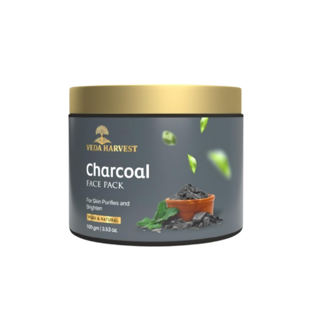 Veda Harvest Charcoal Face Pack With Activated Charcoal For Skin Detoxification | Grocsy