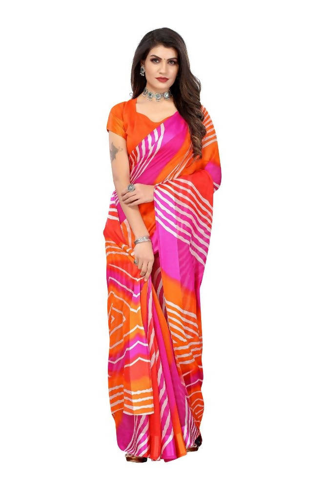Vamika Orange Linen Satin Border Saree | Grocsy