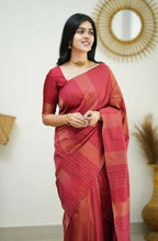 Partywear Designer Red Banarasi Silk Fancy Saree - Starwalk | Grocsy