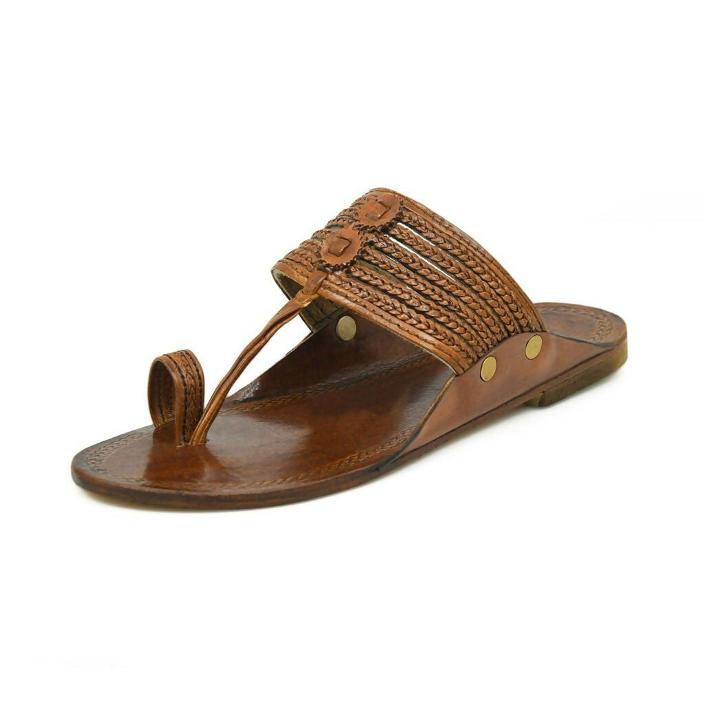 Stepsoft Men'S Brown Kolhapuri Chappal | Handcrafted Leather Slip-On Ethnic Footwear | Grocsy