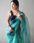 Vamsee Dillagi Sky Organza Saree | Grocsy