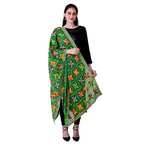 SWI Stylish Embroidered Phulkari Chiffon Green Dupatta | Grocsy