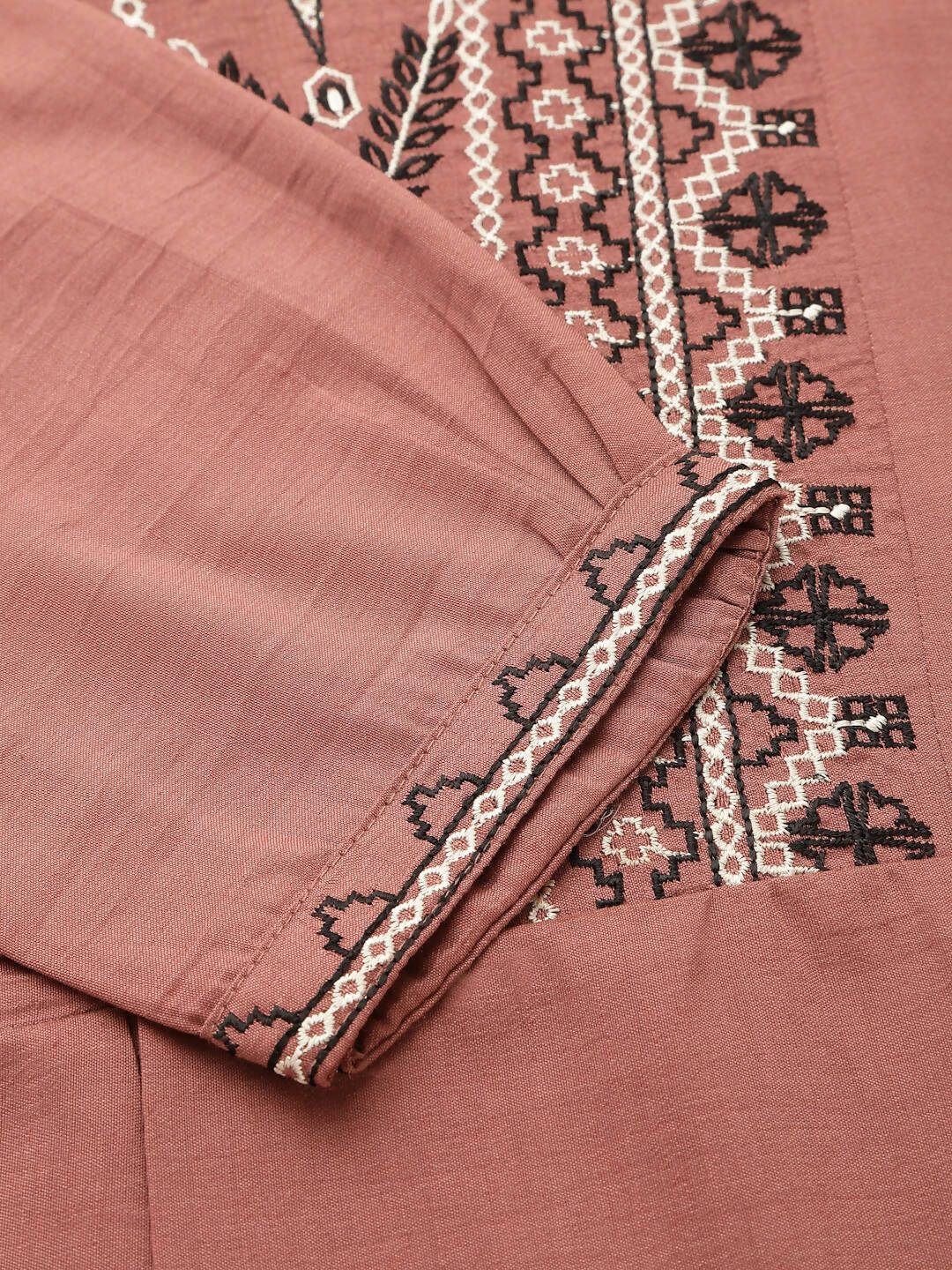 Brown Chinon Floral Embroidered Top - Zeny | Grocsy