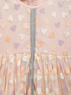 Ahalyaa Pink Net Glitter Print kids Dress For Girls | Grocsy