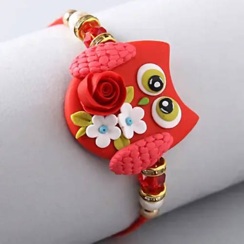 Cute Owl Polymer Clay Rakhi & Silk Chocolates | Grocsy
