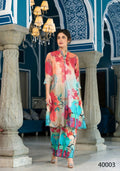 Designer Stylish Light Brown With Sky Pure Muslin Stitched Suit - Apoorva | Grocsy