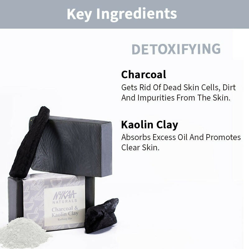 Nykaa Naturals Charcoal & Kaolin Clay Detox Bathing Soap | Grocsy