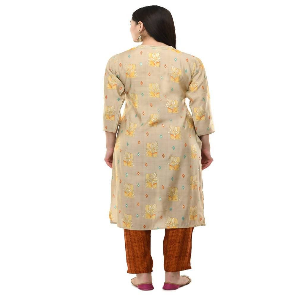 Lagi Women's Orange Printed Straight Kurta & Pant (MC45B) | Grocsy