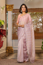 Vamsee Vijaytara Lavender Organza Saree | Grocsy