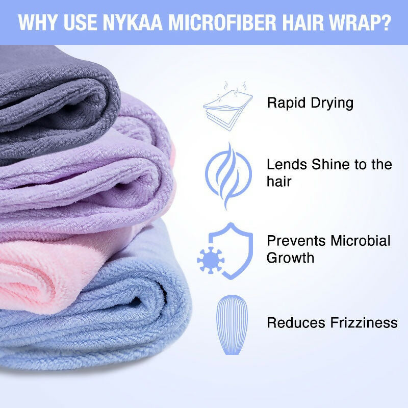 Nykaa Naturals Microfiber Hair Wrap for Frizz Free & Shiny Hair - Blue | Grocsy
