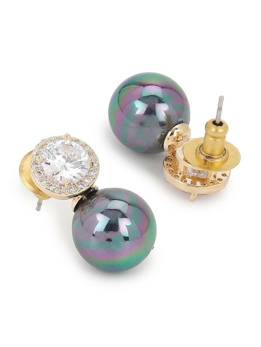 Diamond and Grey Stone Earrings- Ruby Raang | Grocsy