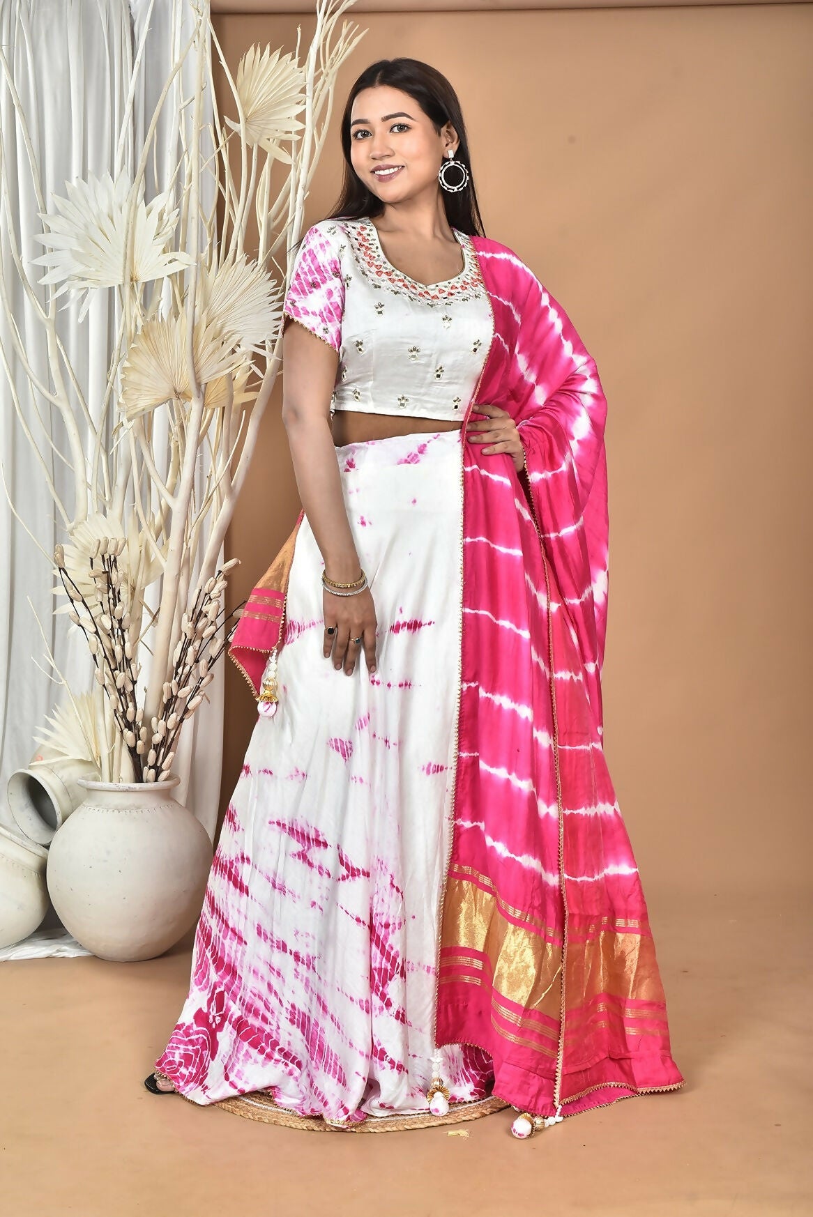 Morchari Women Tai Dai And Hand Embroidery Lehenga-Rani | Grocsy