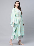 Ahalyaa Women Sea Green Crepe Printed Kaftan Kurta | Grocsy
