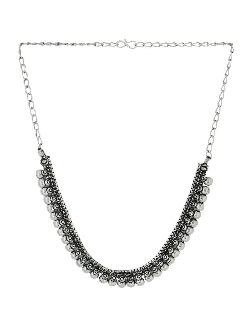 NVR Women Silver-Plated Oxidised Necklace | Grocsy